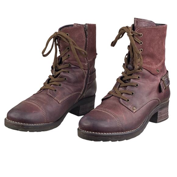 Taos Women’s Crave Wine Red Leather Lace Up Ankle Boot Size 41 US 10/10.5 - Picture 6 of 10